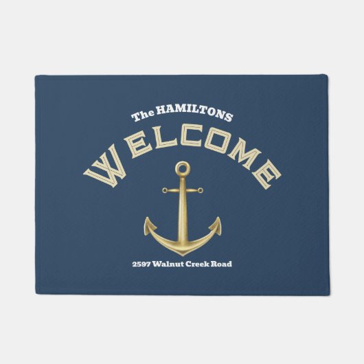 Anchor Custom Name and Text Nautical Deurmat (Voorkant)