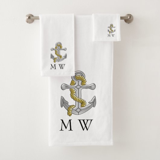 Anchor Design Monogrammed Bad Handdoek (Insitu)