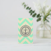 Anchor Down Chevron Mint Cream Visitekaartje (Staand voorkant)