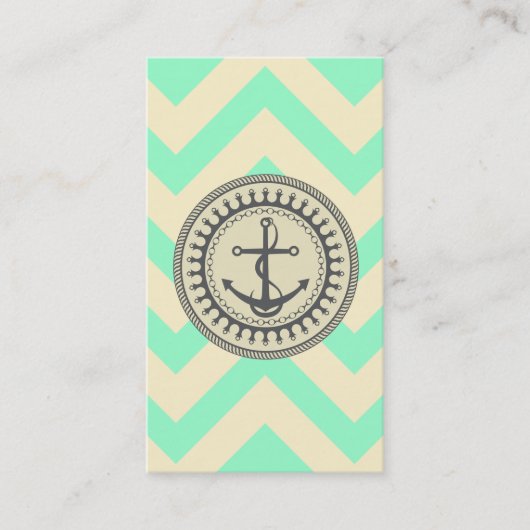 Anchor Down Chevron Mint Cream Visitekaartje (Voorkant)