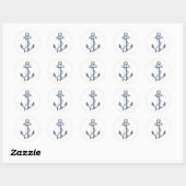 Anchor Drawing Nautical Wedding Theme Navy Blue Ronde Sticker (Vel)