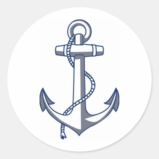 Anchor Drawing Nautical Wedding Theme Navy Blue Ronde Sticker (Voorkant)