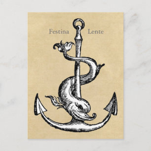 Anchor en Dolphin - Festina Lente Briefkaart