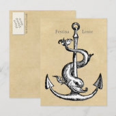 Anchor en Dolphin - Festina Lente Briefkaart (Voorkant / Achterkant)