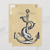 Anchor en Dolphin - Festina Lente Briefkaart (Voorkant / Achterkant)