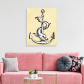 Anchor en Dolphin - Festina Lente Canvas Afdruk (Insitu (Woonkamer))