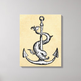 Anchor en Dolphin - Festina Lente Canvas Afdruk