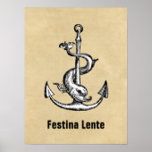 Anchor en Dolphin - Festina Lente Poster (Voorkant)