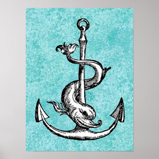 Anchor en Dolphin - Festina Lente Poster (Voorkant)