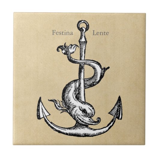 Anchor en Dolphin - Festina Lente Tegeltje (Voorkant)