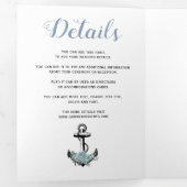 Anchor en stoffige blauwe bloemen nautische bruilo drieluik uitnodiging (Binnenzijde eerst)
