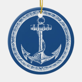 Anchor en Wreath Keramisch Ornament