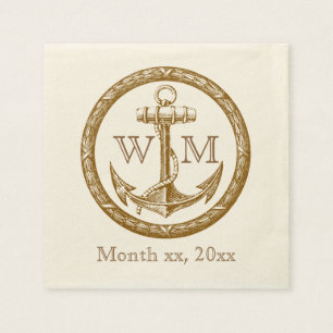 Anchor en Wreath Monogram Servetten