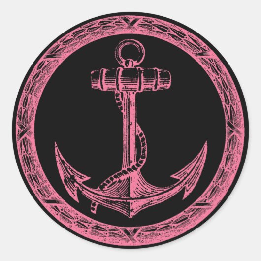 Anchor en Wreath Ronde Sticker (Voorkant)