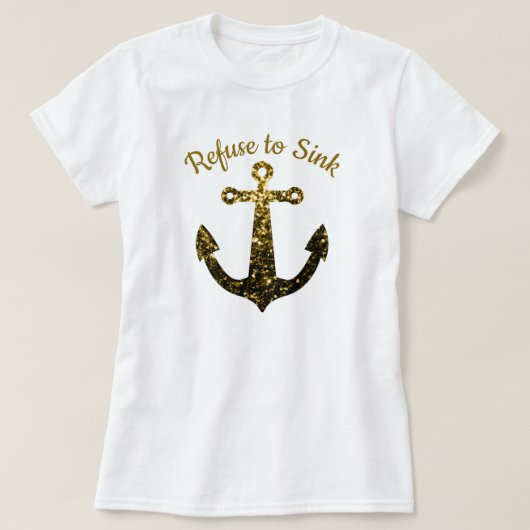 Anchor Gold faux sparkles Weigeren zinken T-shirt (Design voorkant)