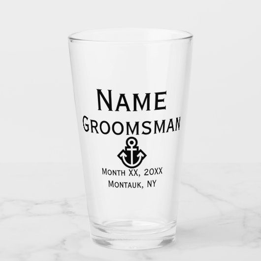Anchor Groomsman Pint Glass Gift Glas (Voorkant)