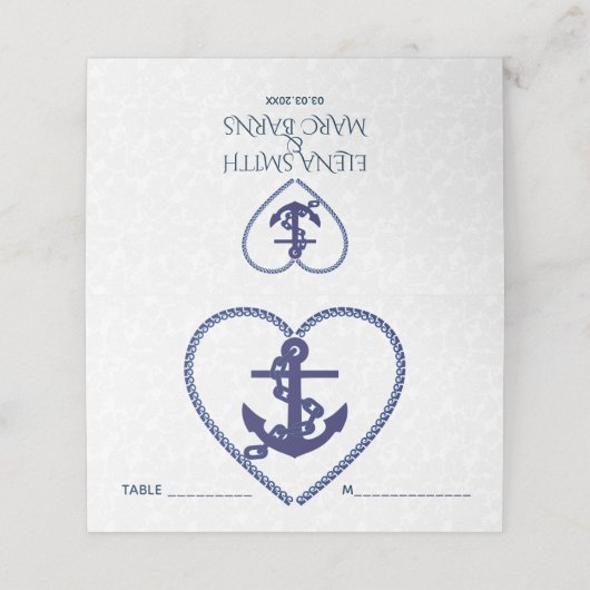 Anchor in hart plaatskaartje (Buitenkant ongevouwen)