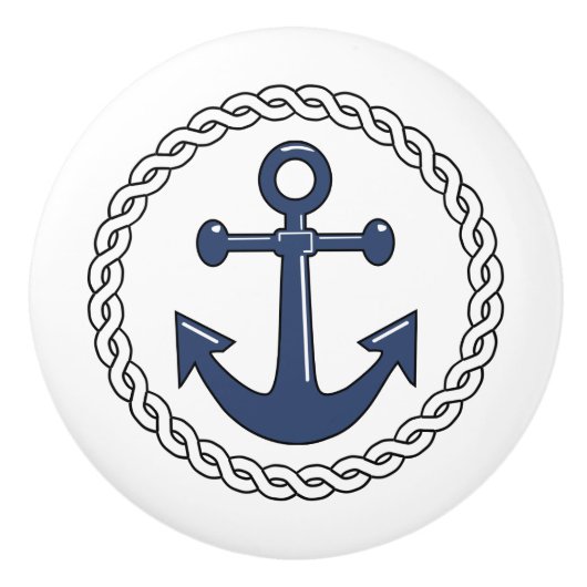 Anchor in Rope Keramische Knop (Voorkant)