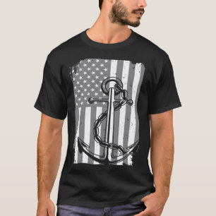 Anchor Kapitein Sailing America Flag Maritime USA T-shirt