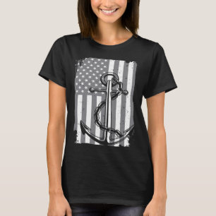 Anchor Kapitein Sailing America Flag Maritime USA  T-shirt