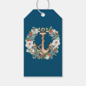 Anchor & Kerstmis Wreath | Donkere Blauwgroen Gift Cadeaulabel (Voorkant)
