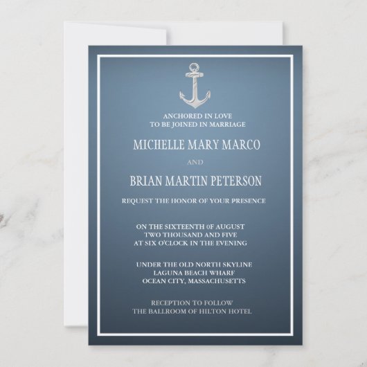 ANCHOR l Nautical Destination Thmed Wedding Invit Kaart (Voorkant)
