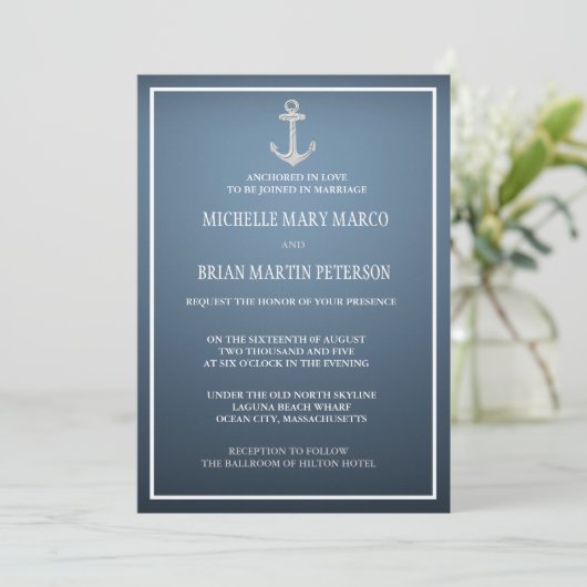 ANCHOR l Nautical Destination Thmed Wedding Invit Kaart (Staand voorkant)