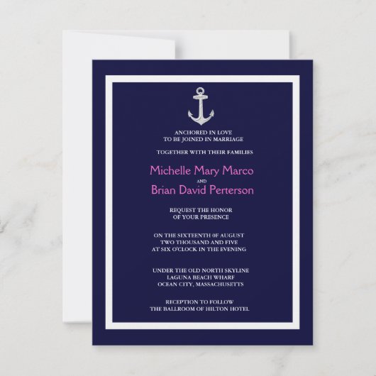 ANCHOR l Nautical Destination Thmed Wedding Kaart (Voorkant)