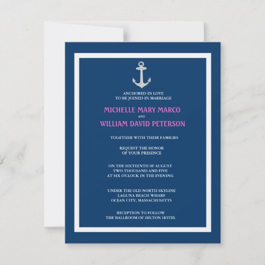 ANCHOR l Nautical Destination Thmed Wedding Kaart (Voorkant)