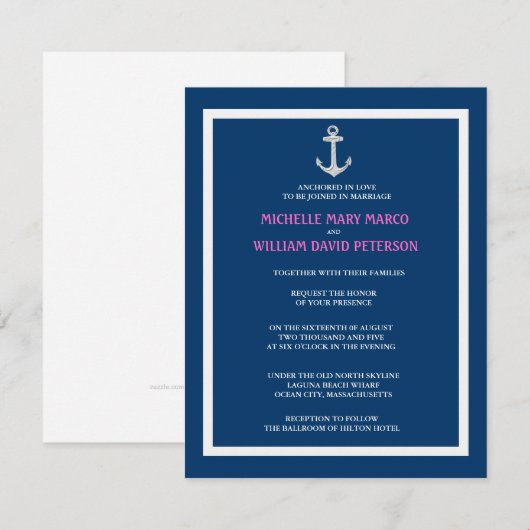 ANCHOR l Nautical Destination Thmed Wedding Kaart (Voorkant / Achterkant)