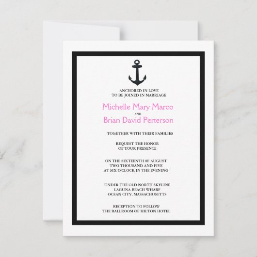 ANCHOR l Nautical Destination Thmed Wedding Kaart (Voorkant)