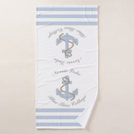 Anchor Lake Vacation Beach House Name Blue Stripes Badhanddoek