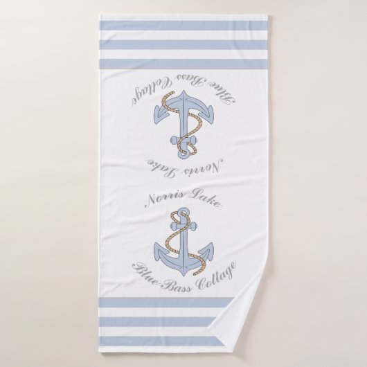 Anchor Lake Vacation Beach House Name Blue Stripes Badhanddoek (Badhanddoek)