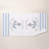 Anchor Lake Vacation Beach House Name Blue Stripes Badhanddoek (Badhanddoek)