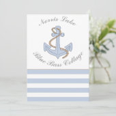 Anchor Lake Vacation Beach House Name Blue Stripes Kaart (Staand voorkant)