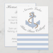 Anchor Lake Vacation Beach House Name Blue Stripes Kaart (Voorkant / Achterkant)