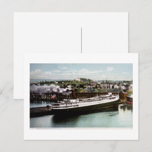 Anchor Line Dock, Marquette, Michigan 1908 Briefkaart (Voorkant / Achterkant)