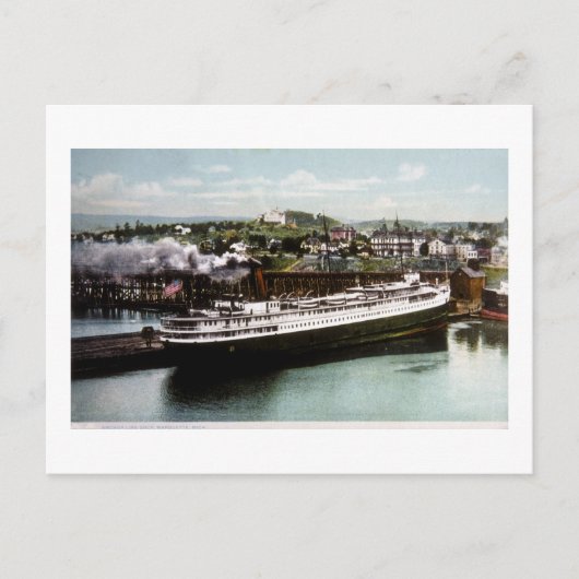 Anchor Line Dock, Marquette, Michigan 1908 Briefkaart (Voorkant)