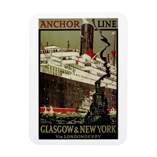 Anchor Line ~ Glasgow-New York Magneet (Verticaal)