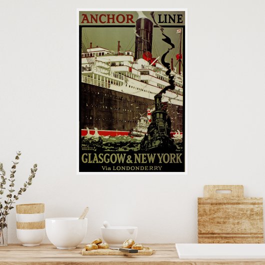 Anchor Line ~ Glasgow-New York Poster (Keuken)