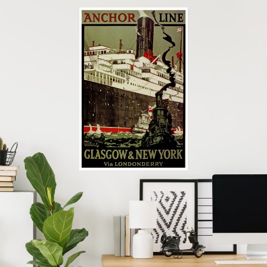 Anchor Line ~ Glasgow-New York Poster (Thuiskantoor)