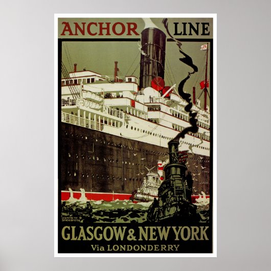 Anchor Line ~ Glasgow-New York Poster (Voorkant)