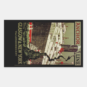 Anchor Line ~ Glasgow-New York Rechthoekige Sticker