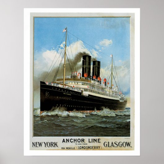 Anchor Line ~ New York - Glasgow Poster (Voorkant)