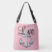 Anchor Love nautical strand schoudertas roze Crossbody Tas (Voorkant)