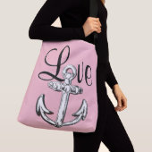 Anchor Love nautical strand schoudertas roze Crossbody Tas (Dichtbij)