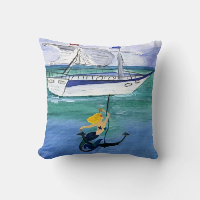 Anchor Mermaid Nautical gooiend kussen uit kunst (Voorkant)