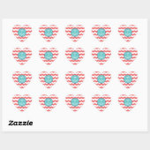 Anchor met Coral Waves Pattern Hart Sticker (Vel)
