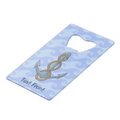 Anchor met Rope Creditkaart Flessenopener (Voorkant Gekanteld)