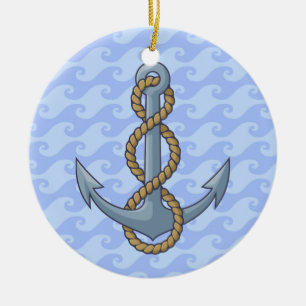 Anchor met Rope Keramisch Ornament